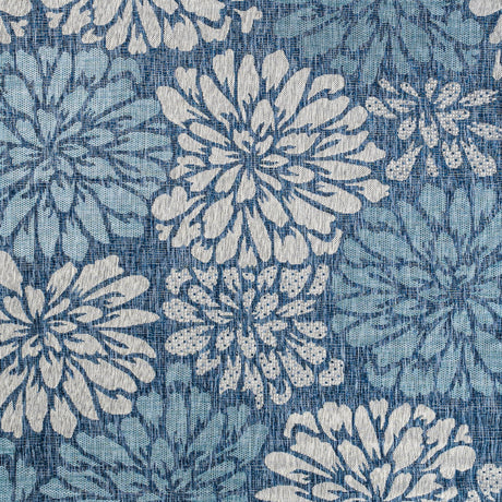 Zinnia Modern Floral Textured Weave Indoor/Outdoor Square Area Rug