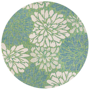 Zinnia Modern Floral Textured Indoor/Outdoor Round Area Rug