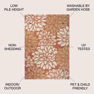 Zinnia Modern Floral Textured Weave Indoor/Outdoor Area Rug