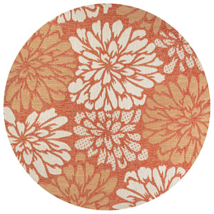Zinnia Modern Floral Textured Indoor/Outdoor Round Area Rug