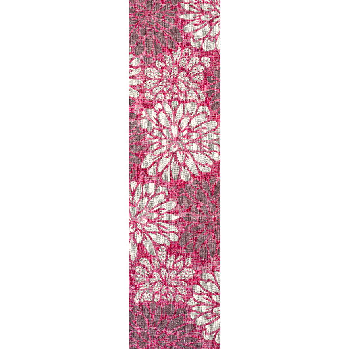 Zinnia Modern Floral Textured Weave Indoor/Outdoor Runner Rug