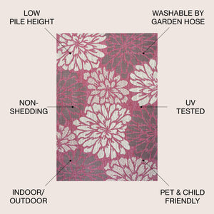 Zinnia Modern Floral Textured Weave Indoor/Outdoor Area Rug