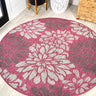 Zinnia Modern Floral Textured Indoor/Outdoor Round Area Rug