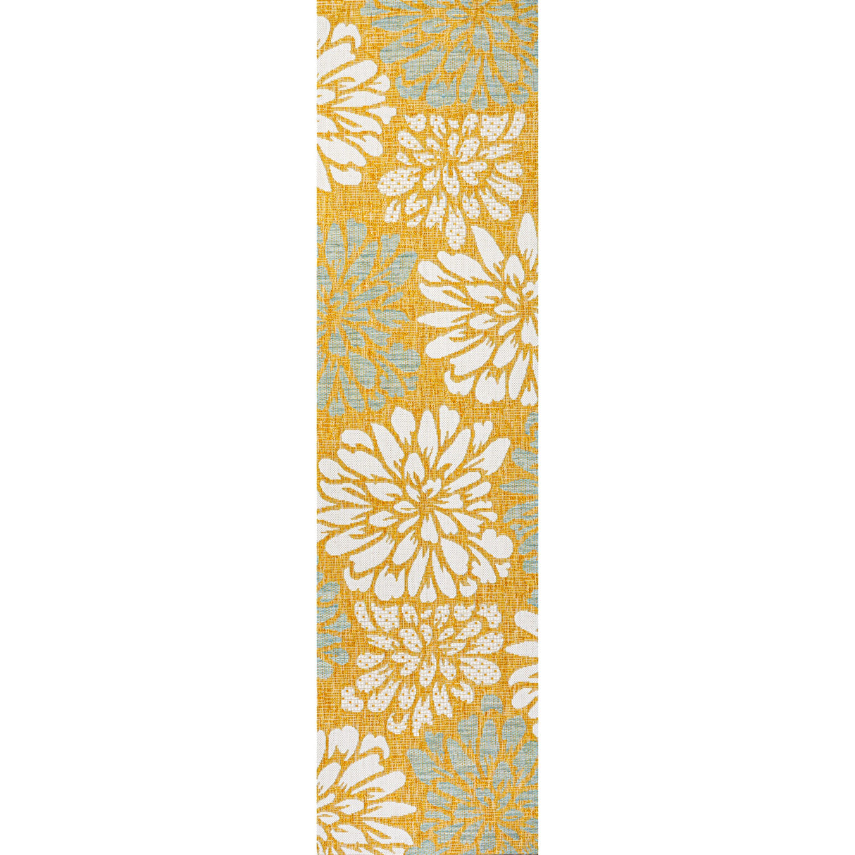 Zinnia Modern Floral Textured Weave Indoor/Outdoor Runner Rug