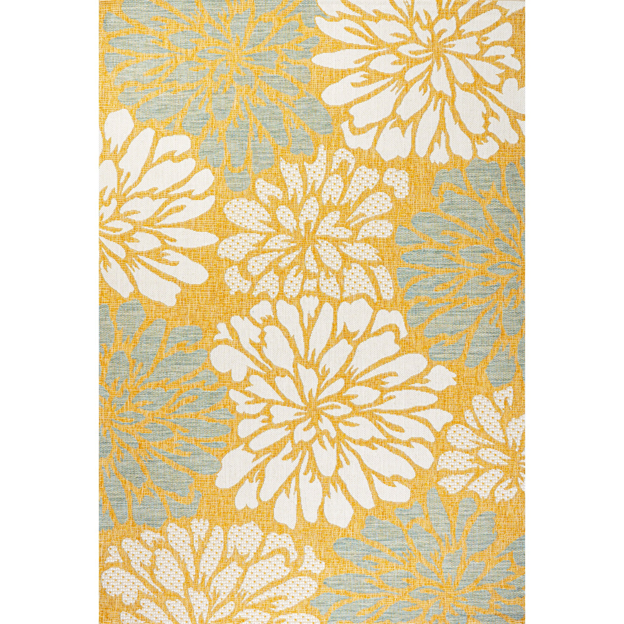 Zinnia Modern Floral Textured Weave Indoor/Outdoor Area Rug