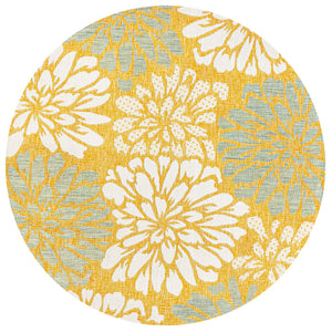 Zinnia Modern Floral Textured Indoor/Outdoor Round Area Rug