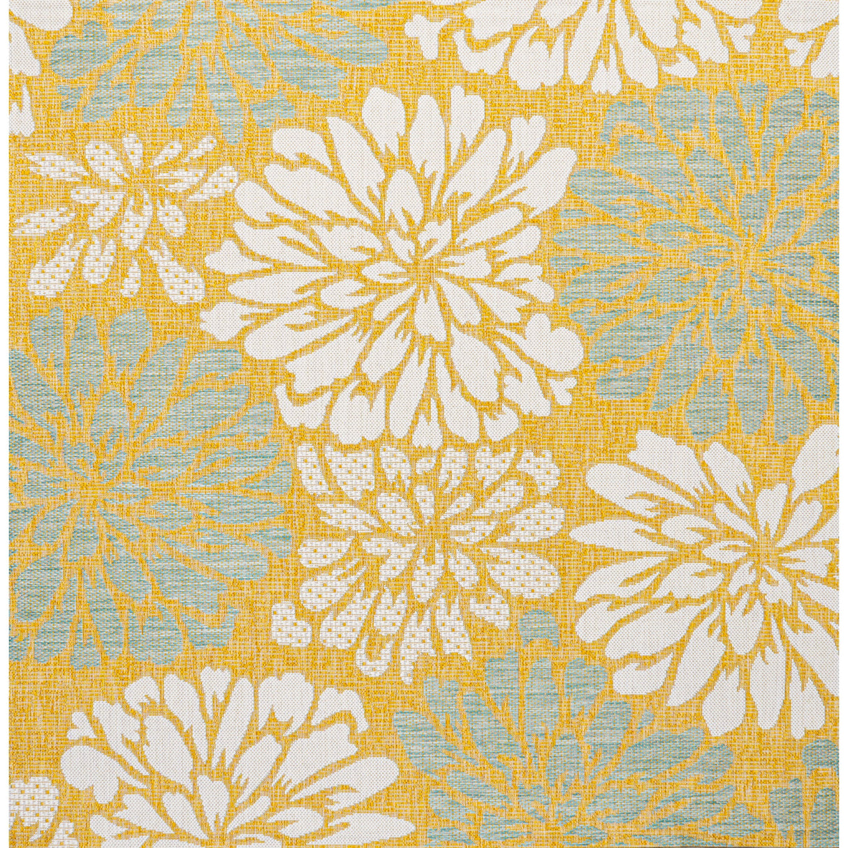 Zinnia Modern Floral Textured Indoor/Outdoor Square Area Rug