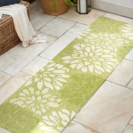 Zinnia Modern Floral Textured Weave Indoor/Outdoor Runner Rug
