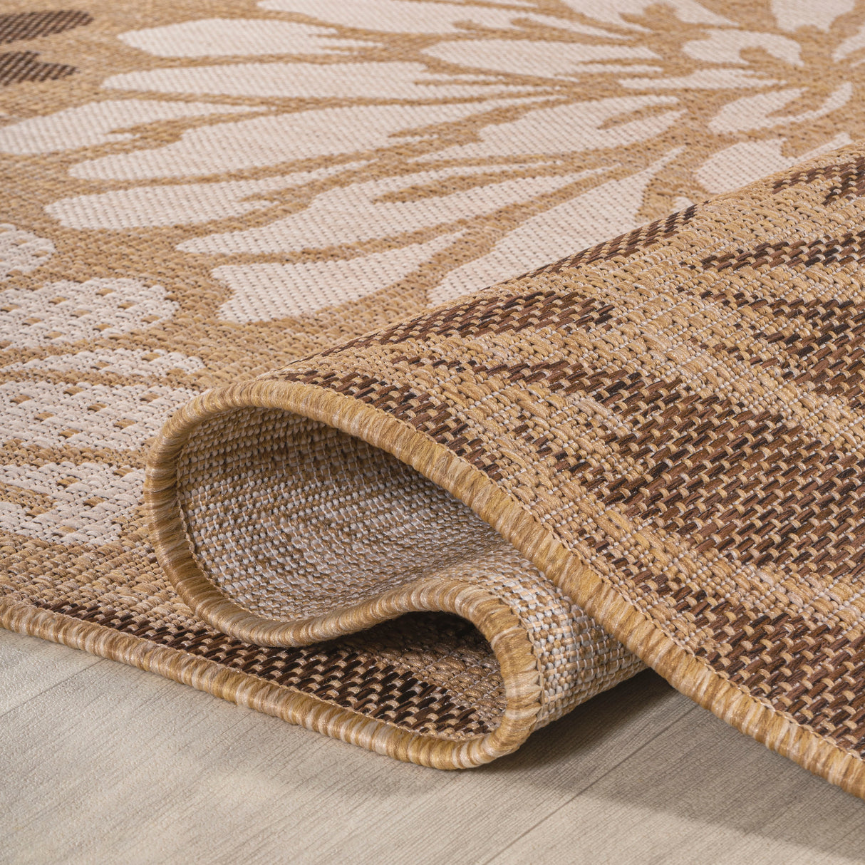 Zinnia Modern Floral Textured Weave Indoor/Outdoor Area Rug