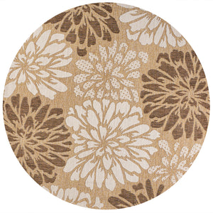Zinnia Modern Floral Textured Indoor/Outdoor Round Area Rug