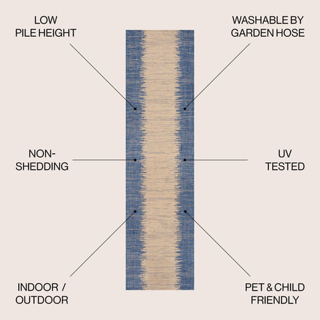 Tavira Modern Strie' Indoor/Outdoor Runner Rug
