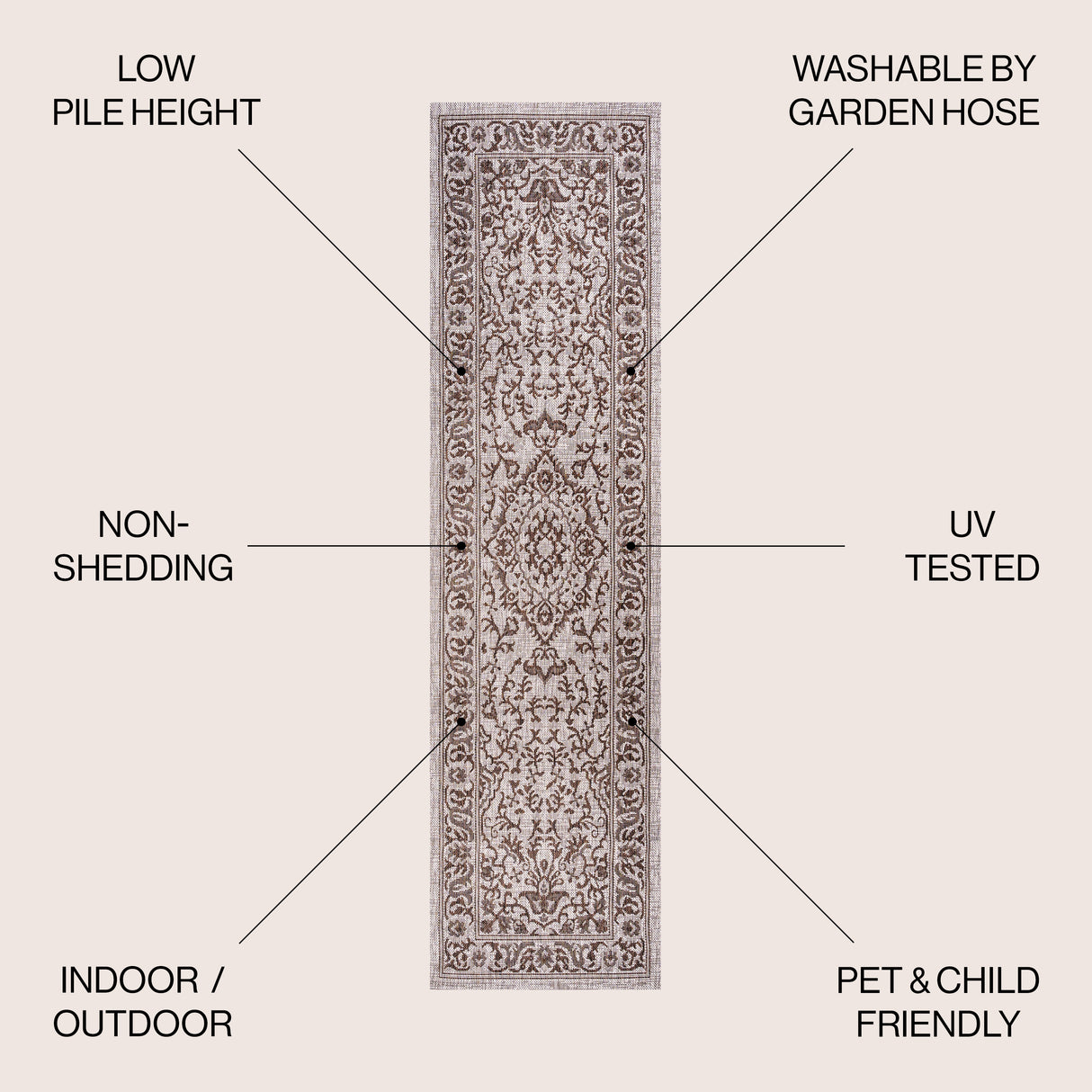 Jerash Ornate Medallion Indoor/Outdoor Runner Rug