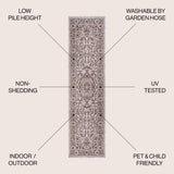 Jerash Ornate Medallion Indoor/Outdoor Runner Rug