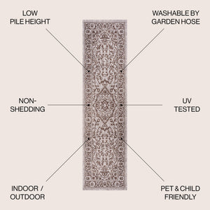 Jerash Ornate Medallion Indoor/Outdoor Runner Rug