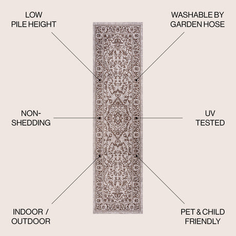 Jerash Ornate Medallion Indoor/Outdoor Runner Rug