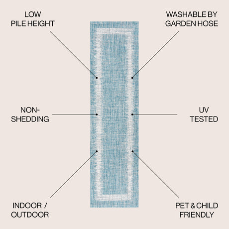 Scandi Minimalist Border Indoor/Outdoor Runner Rug