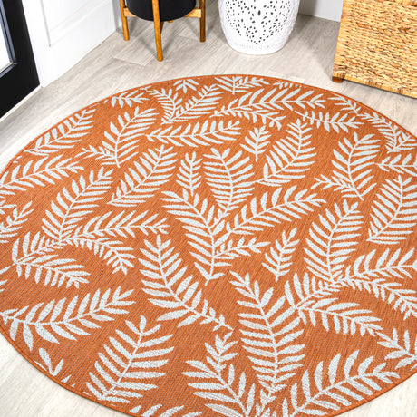 Nevis Palm Frond Indoor/Outdoor Round Area Rug