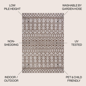 Kafel Tribal Bohemian Indoor/Outdoor Area Rug
