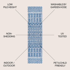Kafel Tribal Bohemian Indoor/Outdoor Runner Rug