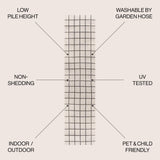Grid Modern Squares Indoor/Outdoor Runner Rug