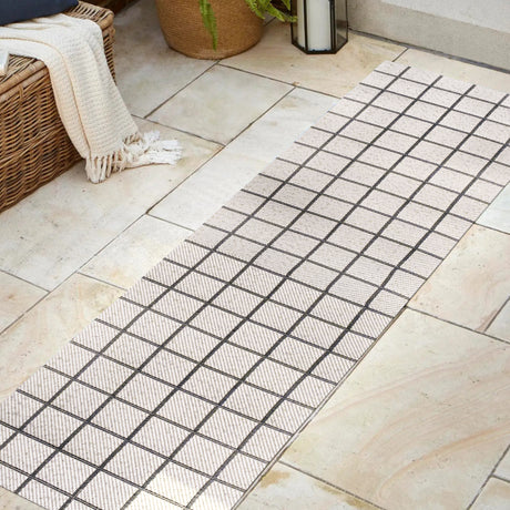 Grid Modern Squares Indoor/Outdoor Runner Rug