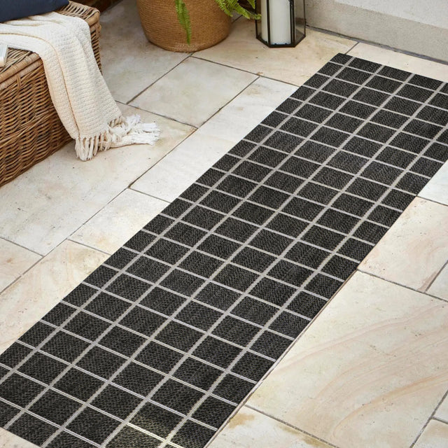 Grid-Modern-Squares-Indoor/Outdoor-Runner-Rug-Runner-Rugs