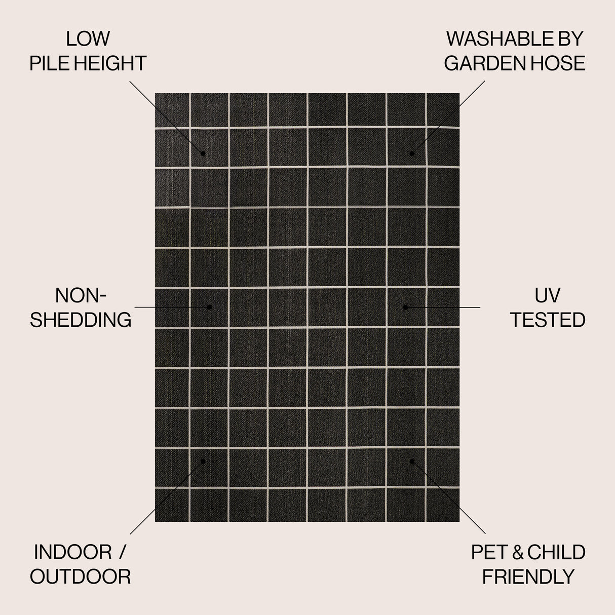 Grid Modern Squares Indoor/Outdoor Square Area Rug