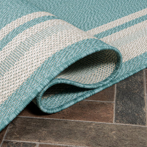 James Modern Border Stripe Indoor/Outdoor Runner Rug