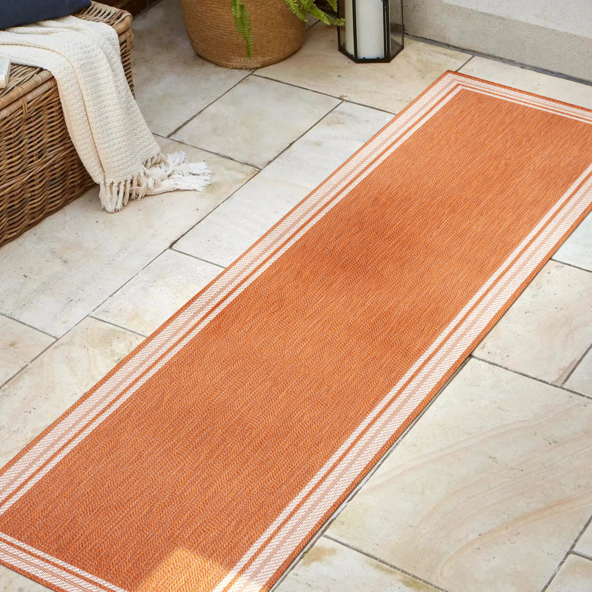 James Modern Border Stripe Indoor/Outdoor Runner Rug