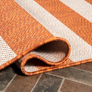 Negril Two-Tone Wide Stripe Indoor/Outdoor Runner Rug