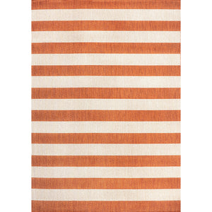 Negril Simple Two-Tone Wide Stripe Indoor/Outdoor Area Rug