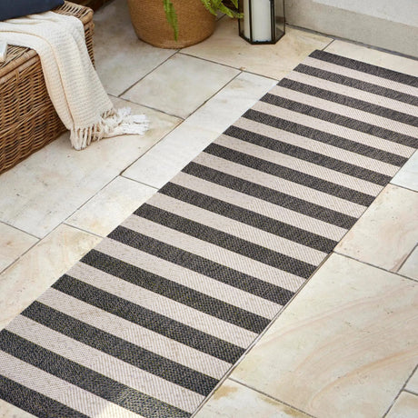 Negril Two-Tone Wide Stripe Indoor/Outdoor Runner Rug