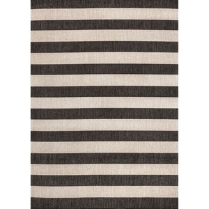 Negril Simple Two-Tone Wide Stripe Indoor/Outdoor Area Rug