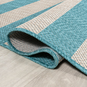 Negril Two-Tone Wide Stripe Indoor/Outdoor Runner Rug