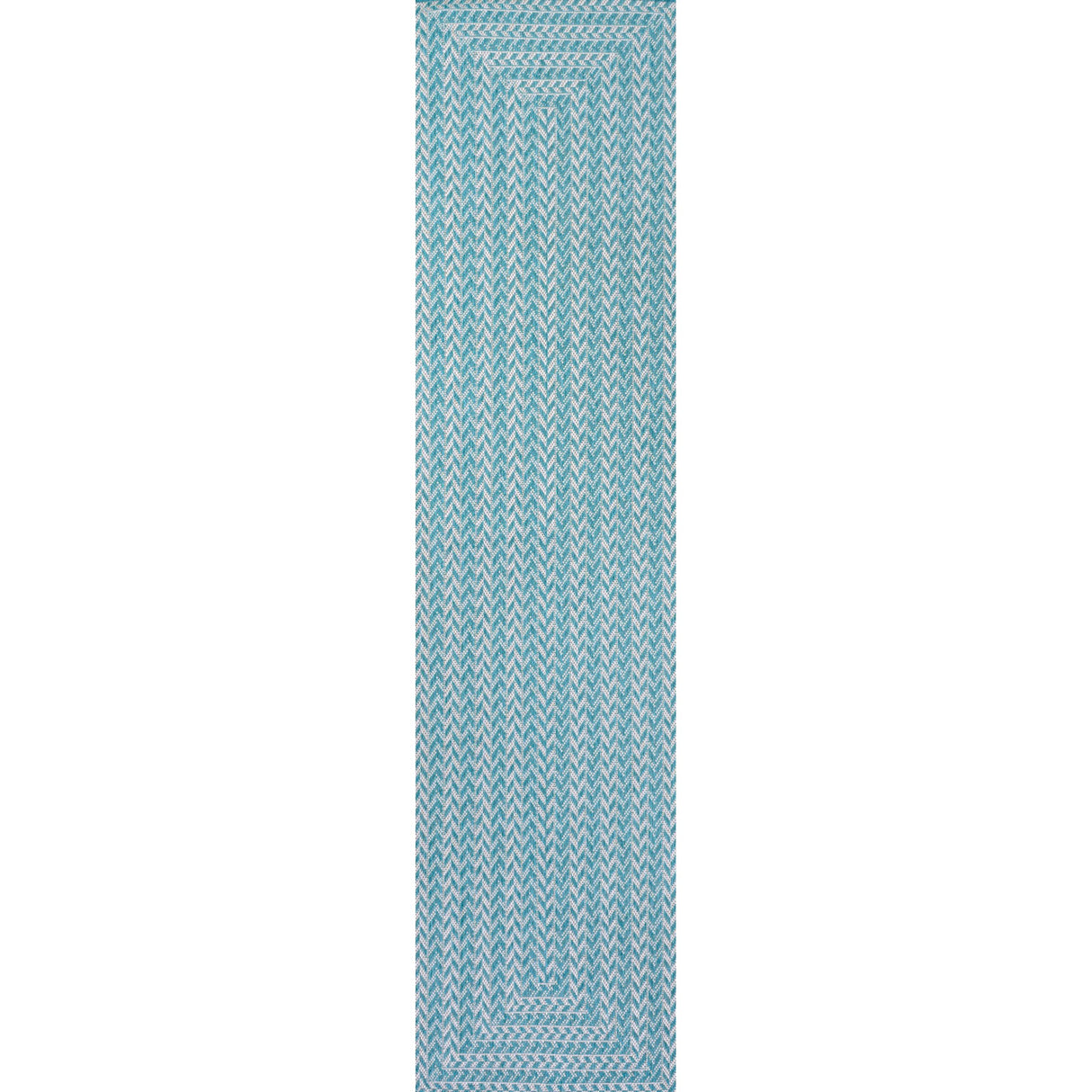 Chevron Modern Concentric Squares Indoor/Outdoor Runner Rug