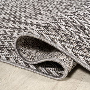 Chevron Modern Concentric Squares Indoor/Outdoor Runner Rug
