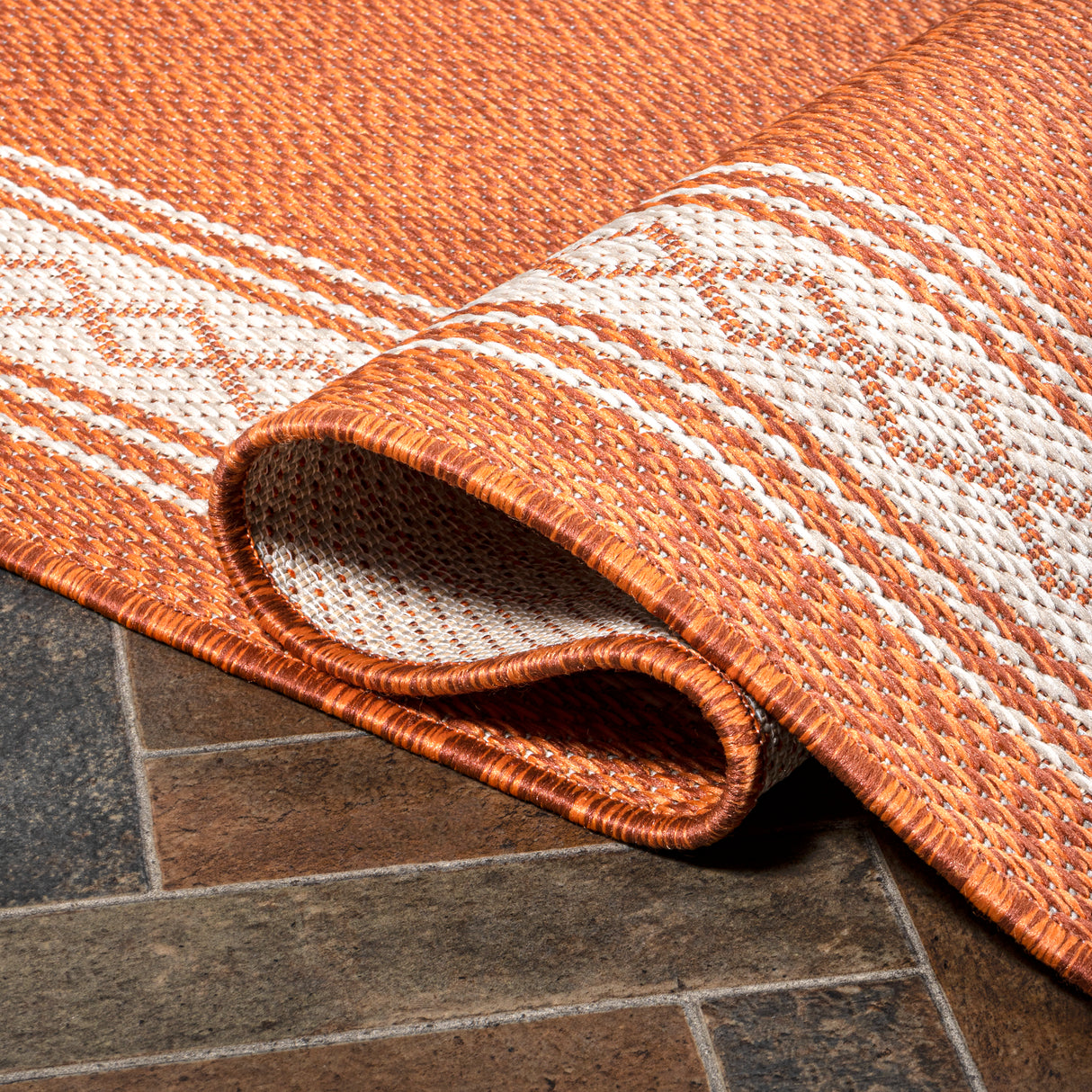 Lucia Classic Diamond Border Indoor/Outdoor Runner Rug