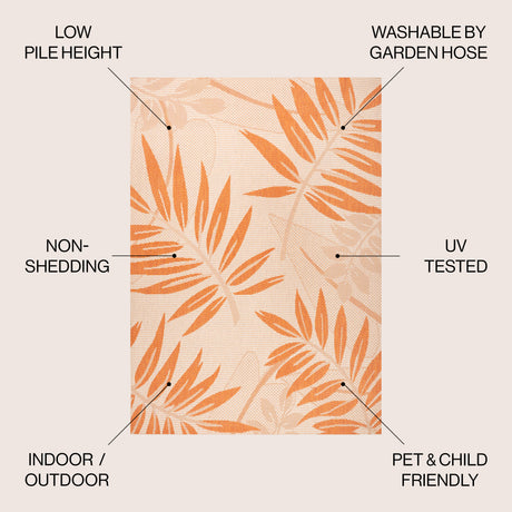 Havana Simple Tropical Palm Leaf Indoor/Outdoor Area Rug