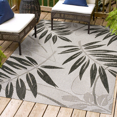 Havana Simple Tropical Palm Leaf Indoor/Outdoor Area Rug