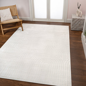 Ariana MidCentury Art Deco Striped Arches Two-Tone High-Low Area Rug