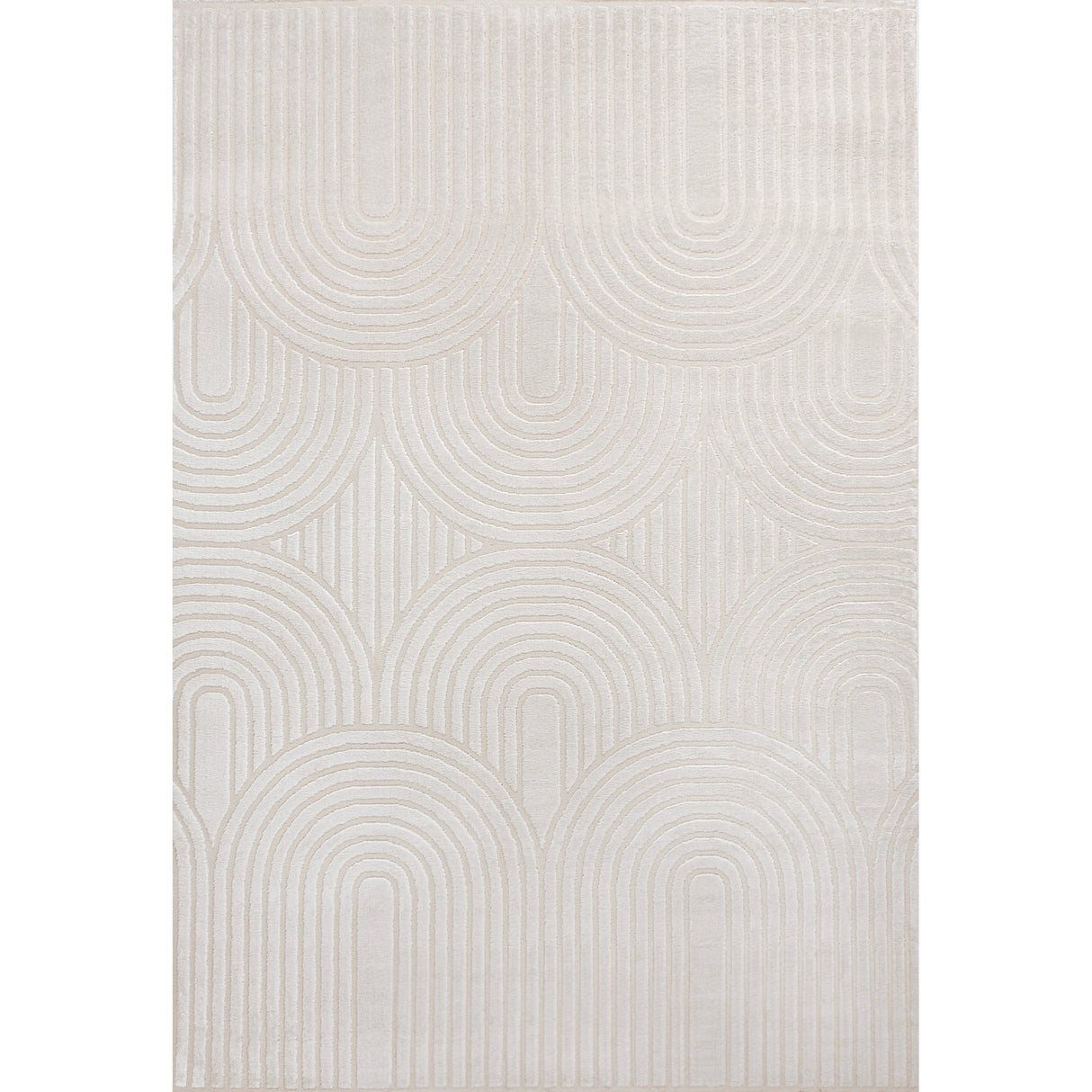 Ariana MidCentury Art Deco Striped Arches Two-Tone High-Low Area Rug