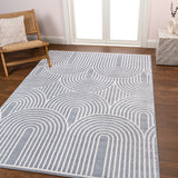 Ariana MidCentury Art Deco Striped Arches Two-Tone High-Low Area Rug