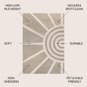 Aelius MidCentury Scandinavian Abstract Sun Two-Tone High-Low Area Rug