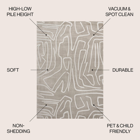 Alcina Modern Scandinavian Graphic Lines High-Low Area Rug