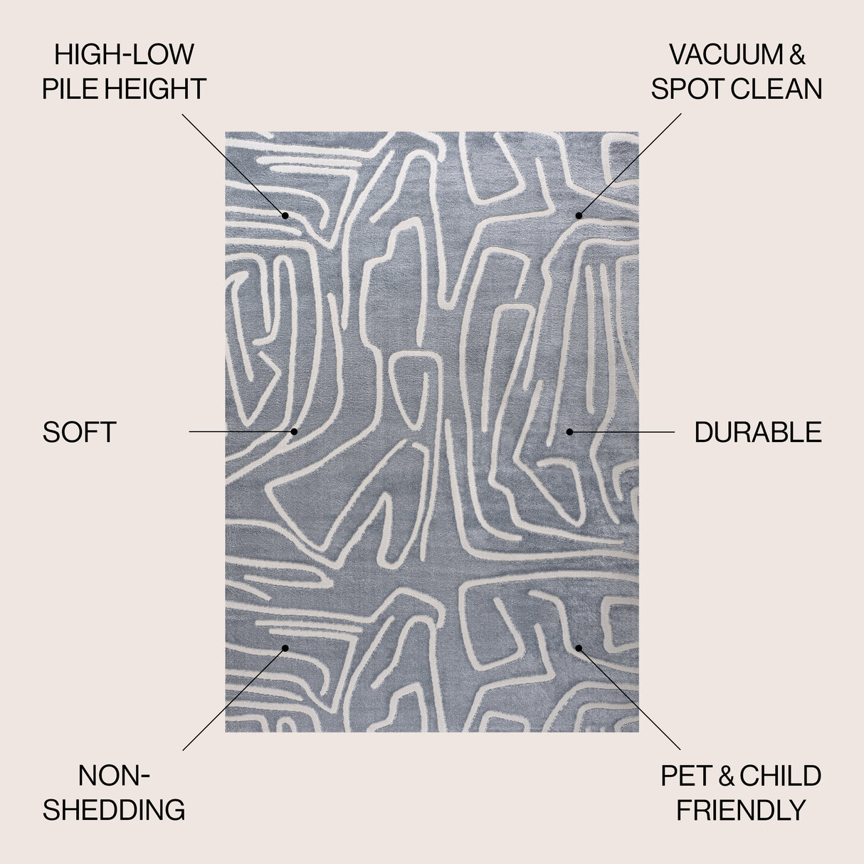 Alcina Modern Scandinavian Graphic Lines High-Low Area Rug