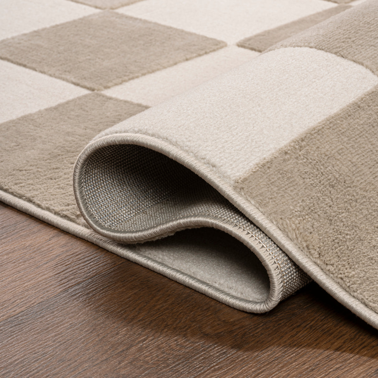 Thea Modern Geometric Checkerboard High-Low Area Rug