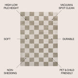 Thea Modern Geometric Checkerboard High-Low Area Rug