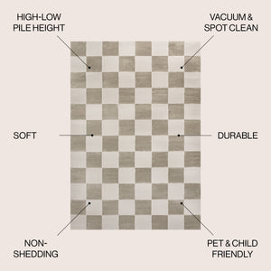 Thea Modern Geometric Checkerboard High-Low Area Rug