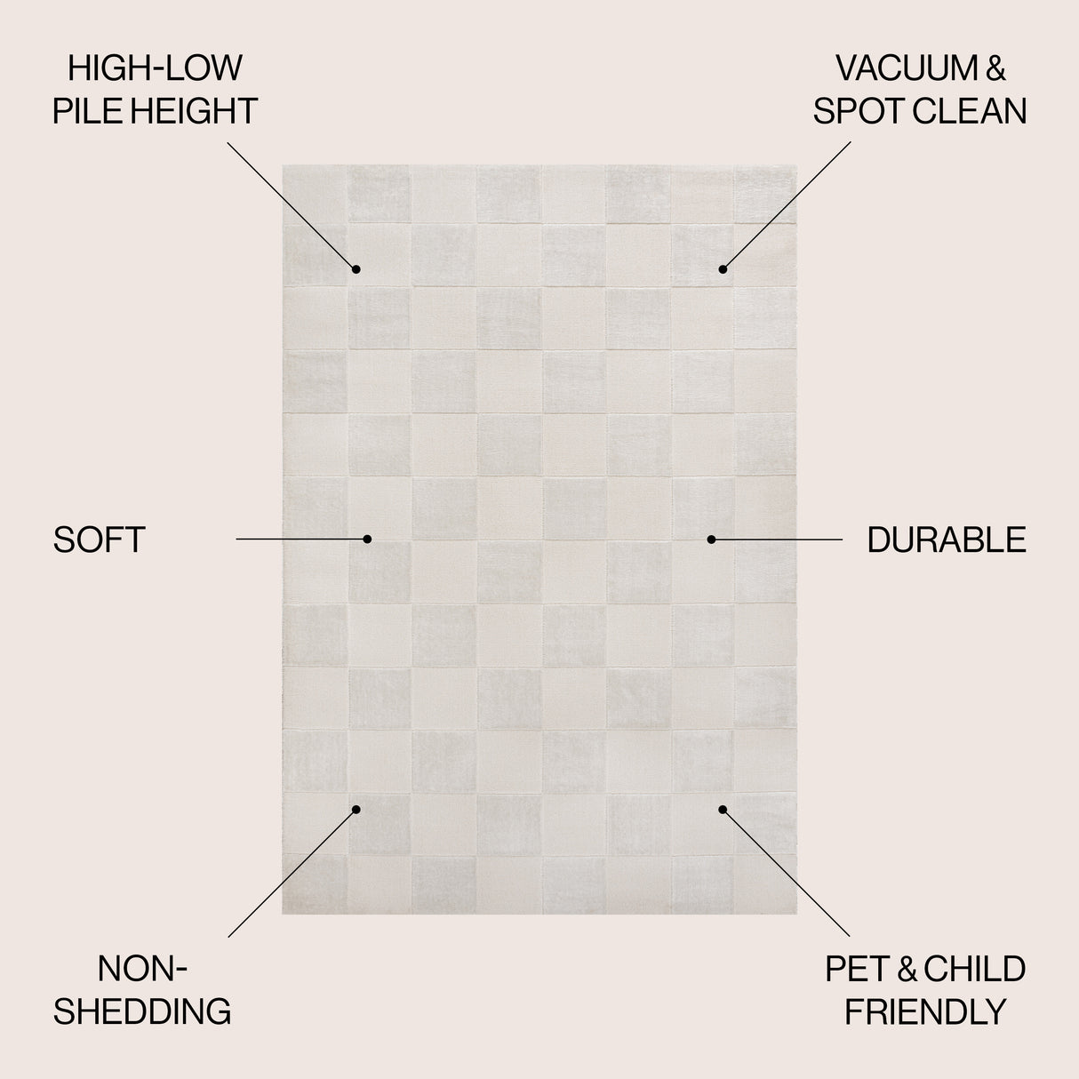 Thea Modern Geometric Checkerboard High-Low Area Rug
