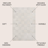 Thea Modern Geometric Checkerboard High-Low Area Rug